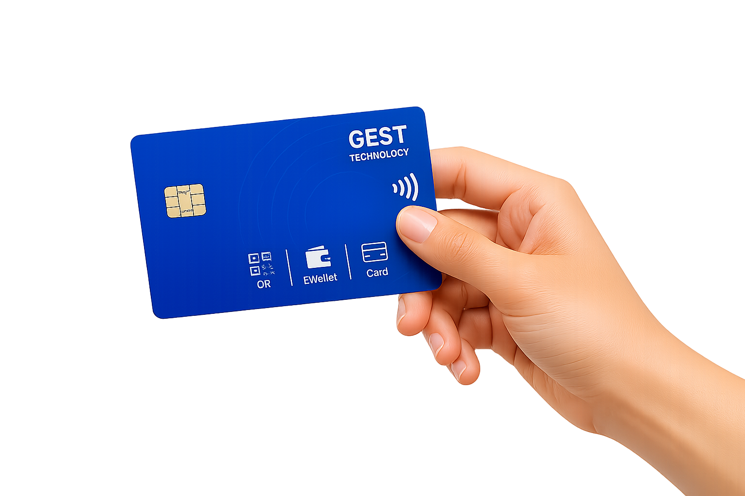 Contactless card tapped on a Gest Technology cashless payment device