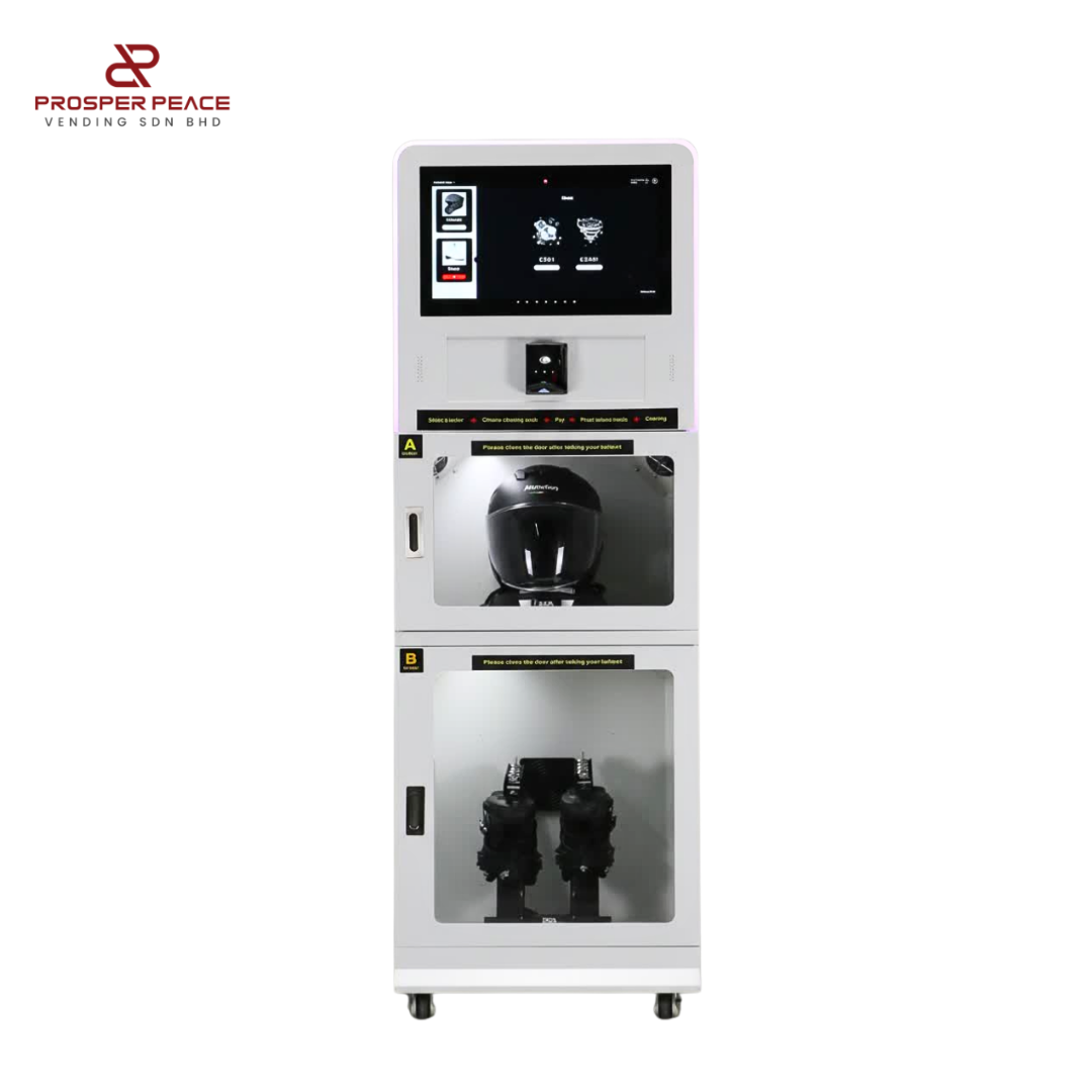 Self Service Helmet and Shoes Cleaning Machine for motor riders, get it in Gest Technology vending machine malaysia